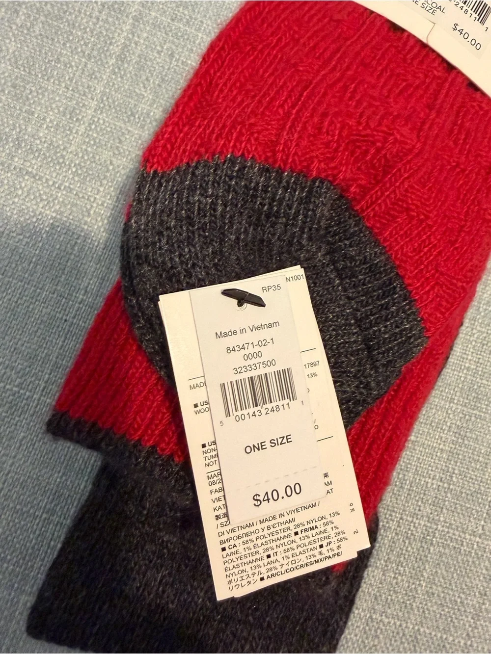 Banana Republic Men's Two-Pack Socks - Charcoal & Red Wool Blend